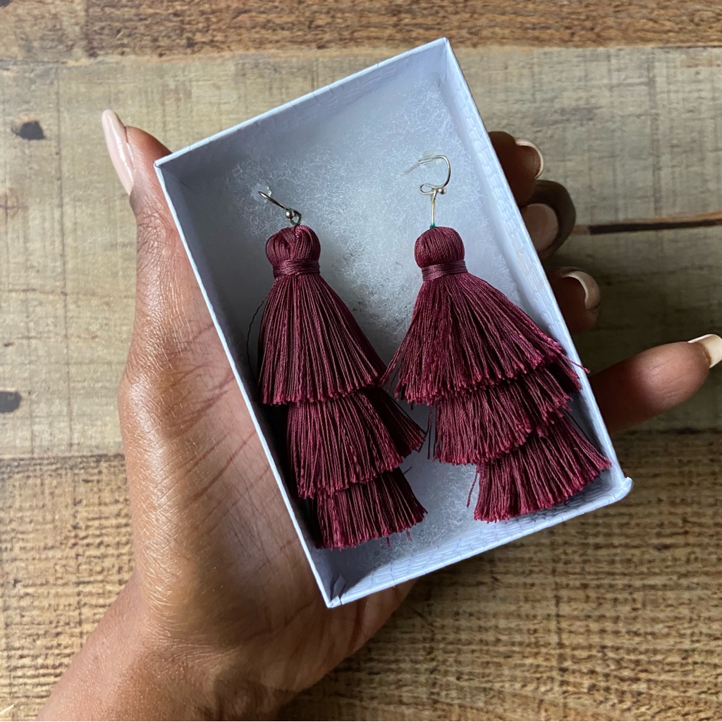 Maroon Dangle Earrings